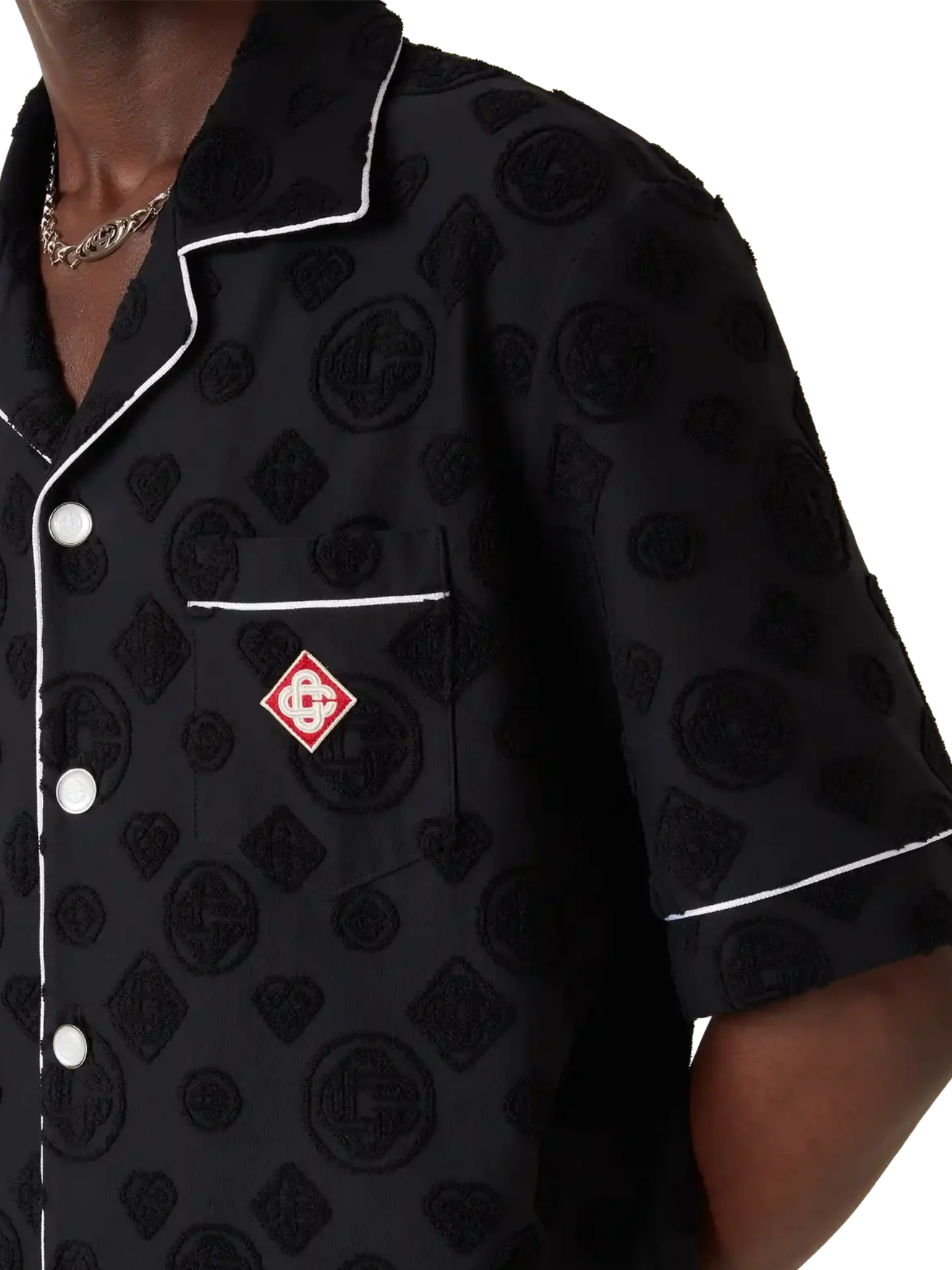 CASABLANCA Towelling Monogram Shirt Black