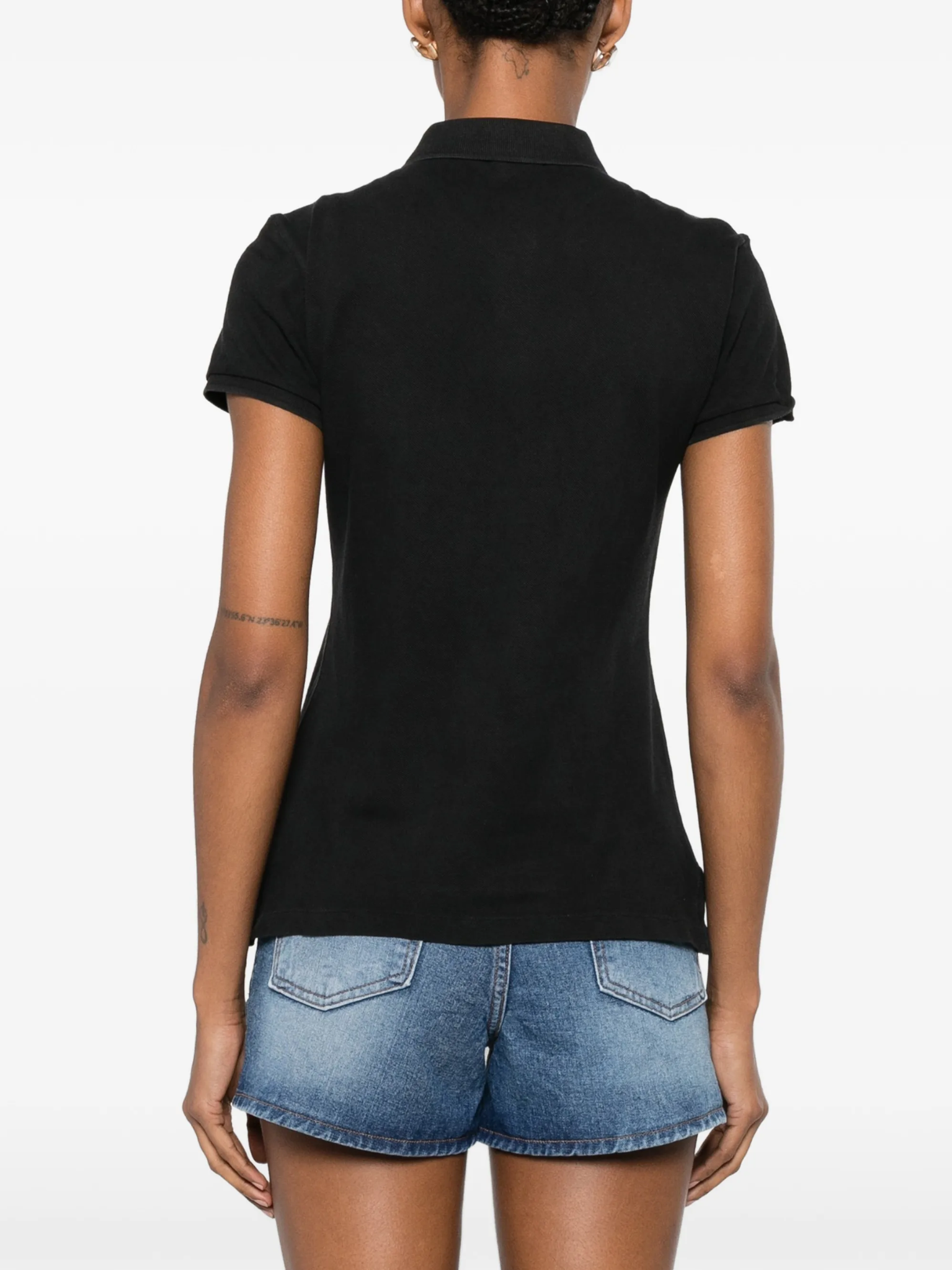 RALPH LAUREN WOMEN Beaded Big Pony Polo Shirt Black