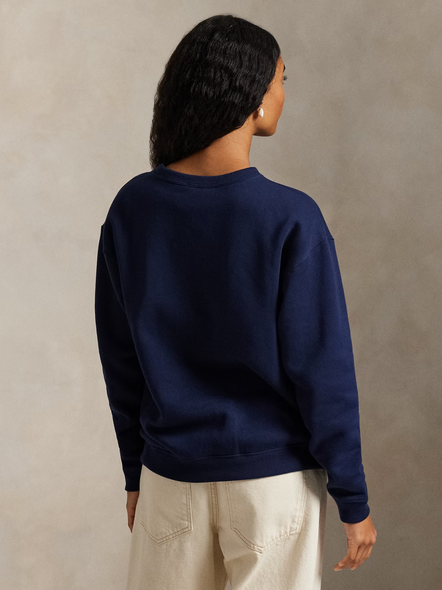 RALPH LAUREN WOMEN Fleece Crewneck Sweatshirt Cruise Navy