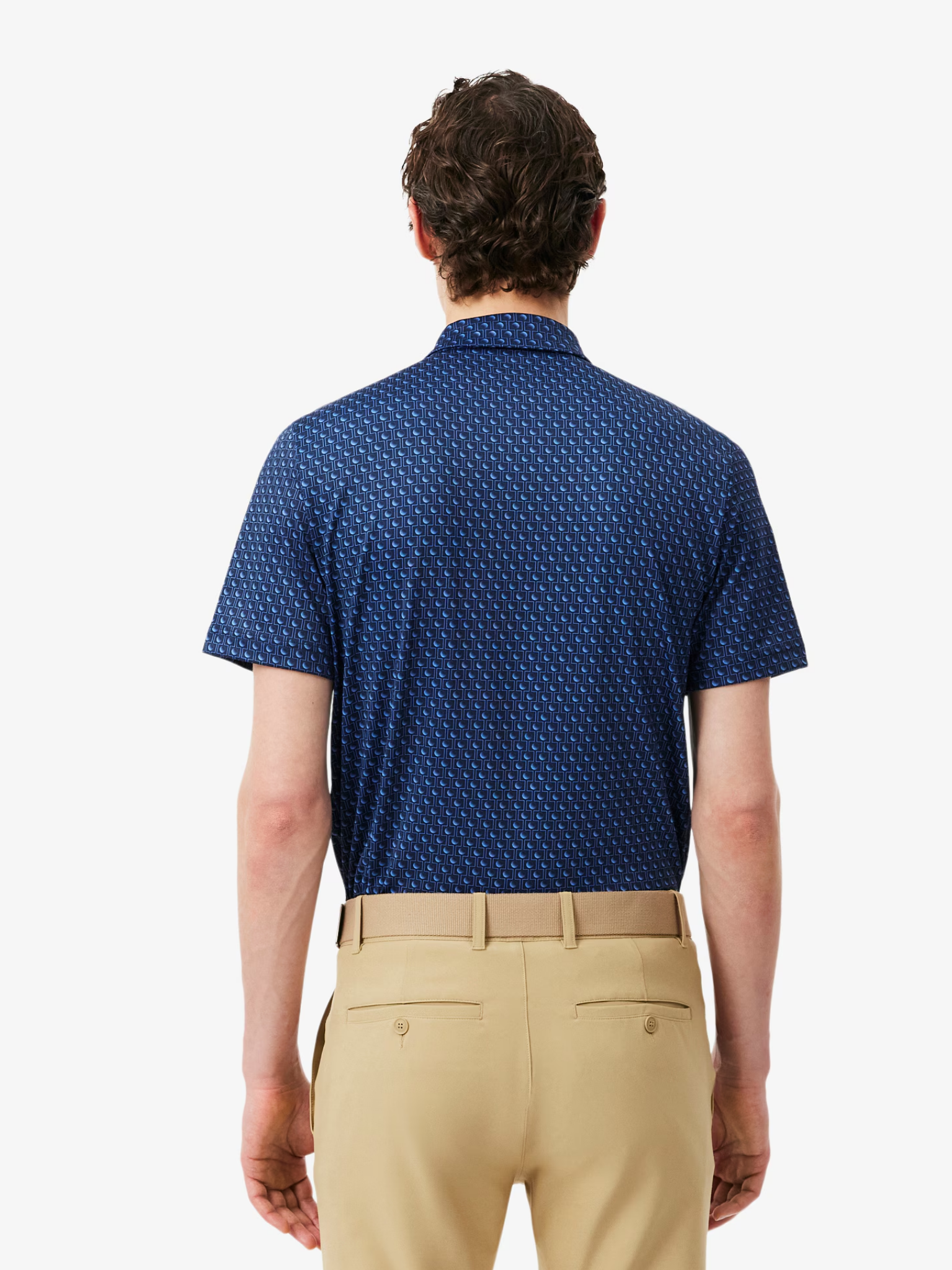 LACOSTE Regular Fit Printed Golf Polo Shirt Blue