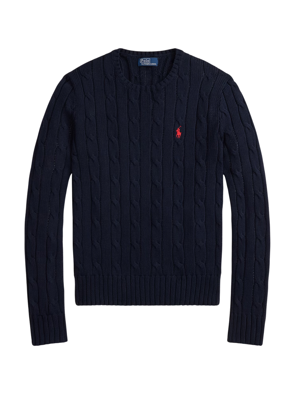RALPH LAUREN WOMEN Cable-Knit Cotton Crewneck Jumper Hunter Navy