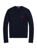 RALPH LAUREN WOMEN Cable-Knit Cotton Crewneck Jumper Hunter Navy