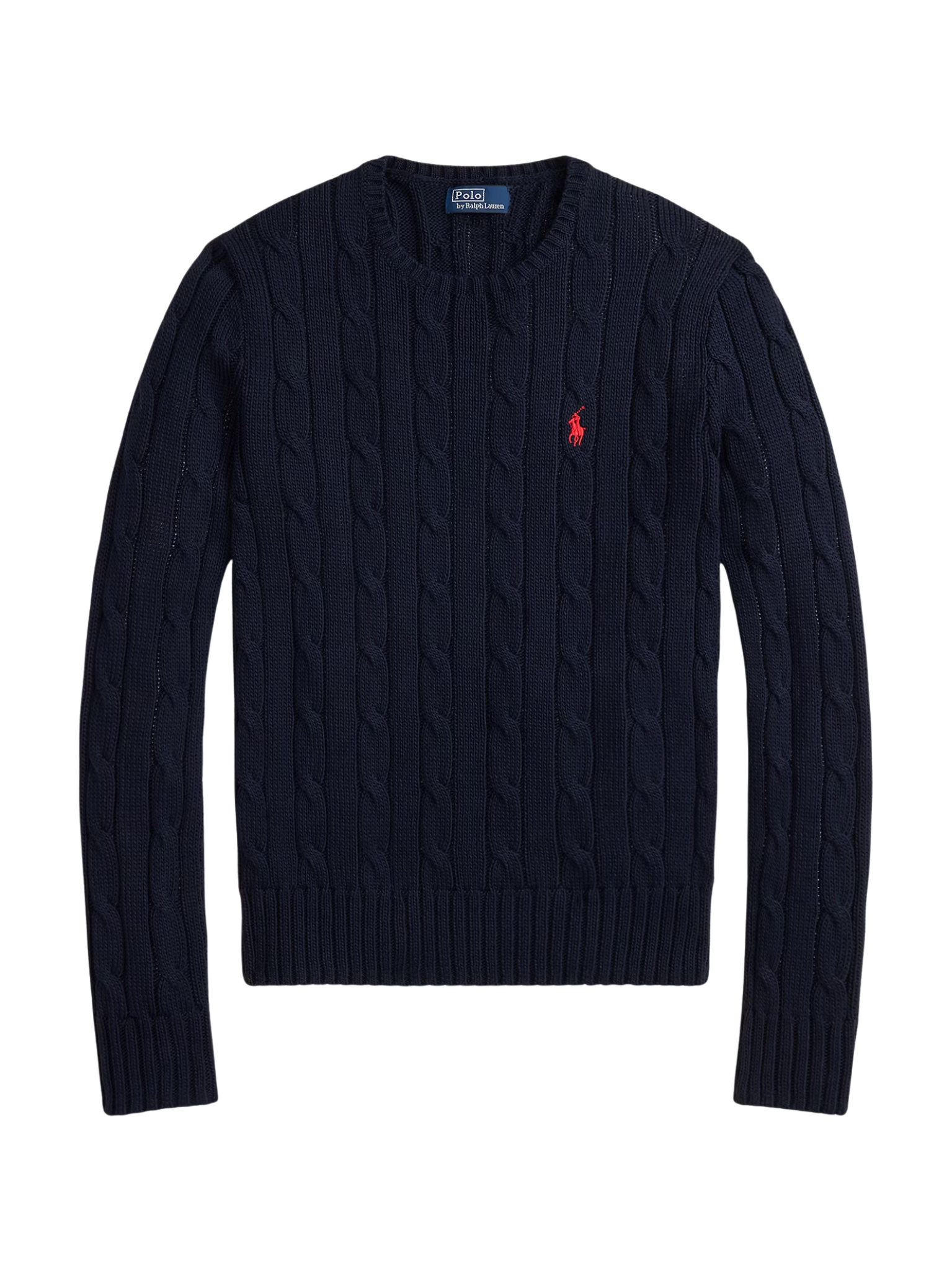 RALPH LAUREN WOMEN Cable-Knit Cotton Crewneck Jumper Hunter Navy