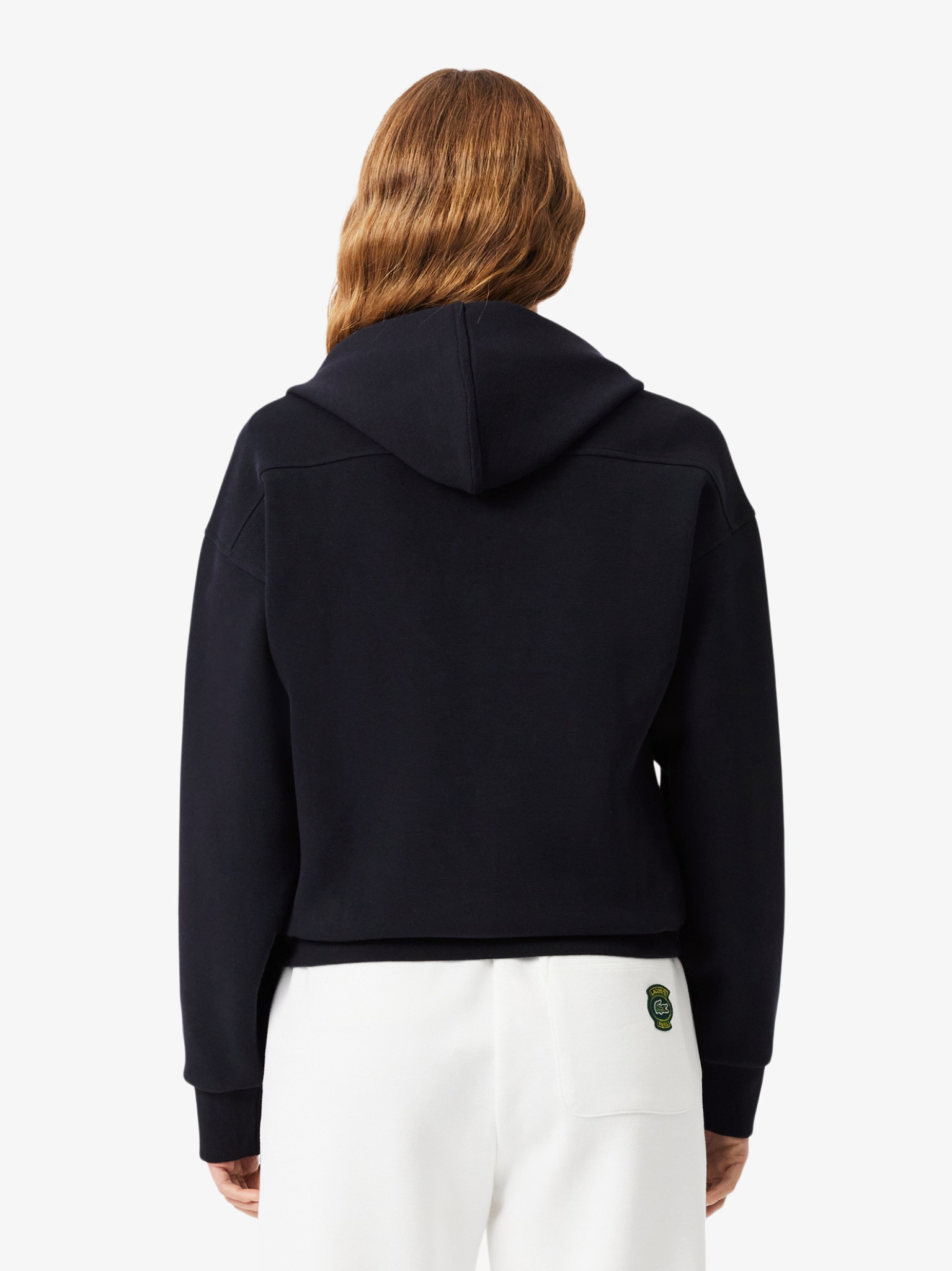 LACOSTE WOMEN Zipped Piqué Hoodie Navy Blue