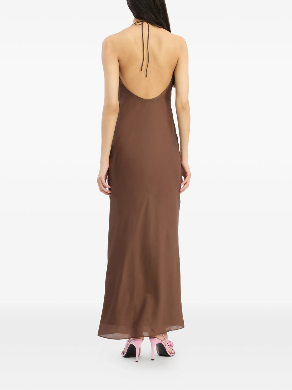 ROTATE BIRGER CHRISTENSEN WOMEN Chiffon Halter Dress Dark Brown