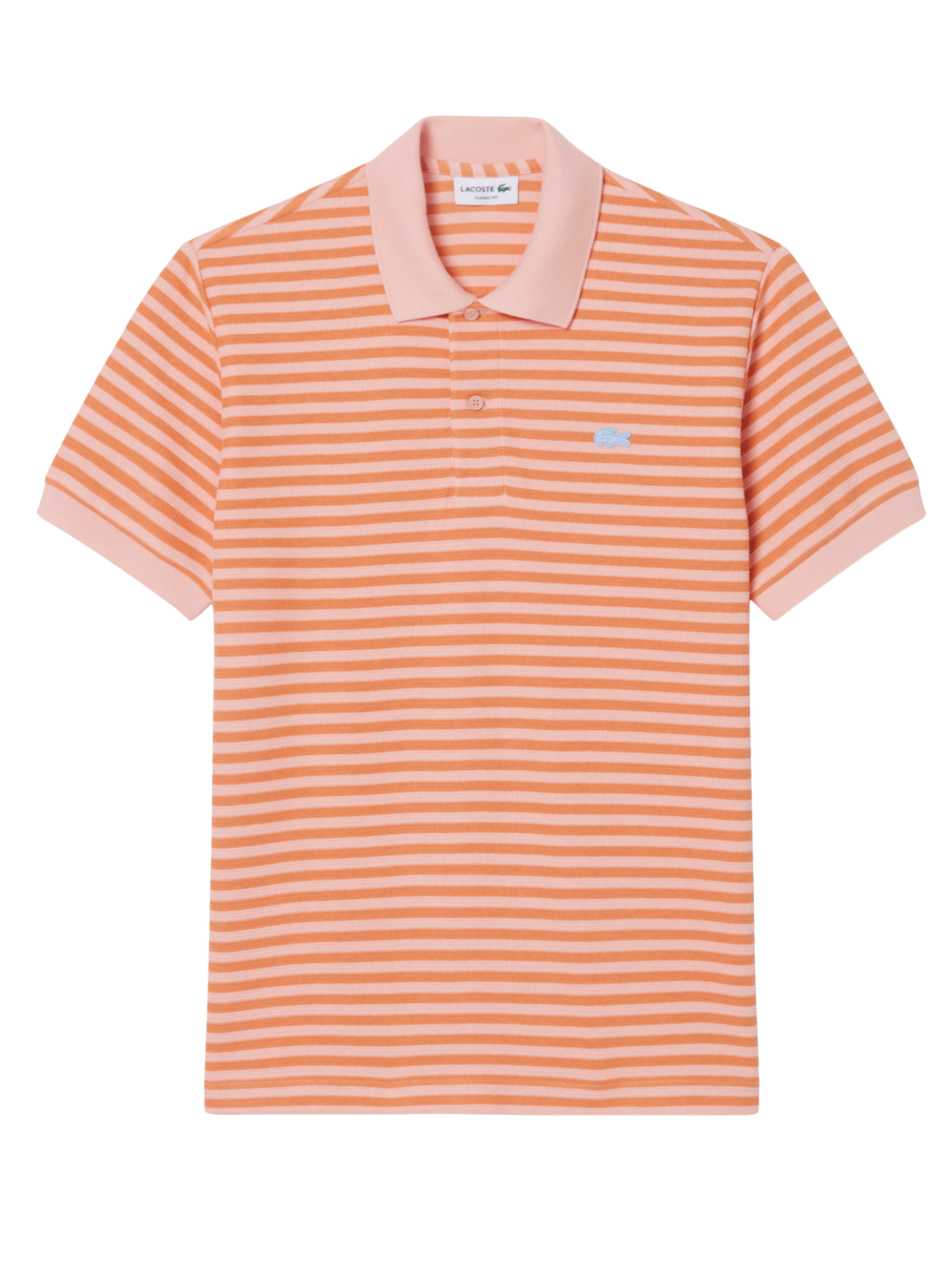 LACOSTE Classic Fit Textured Striped Polo Shirt Rose/Orange