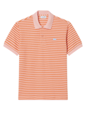 LACOSTE Classic Fit Textured Striped Polo Shirt Rose/Orange