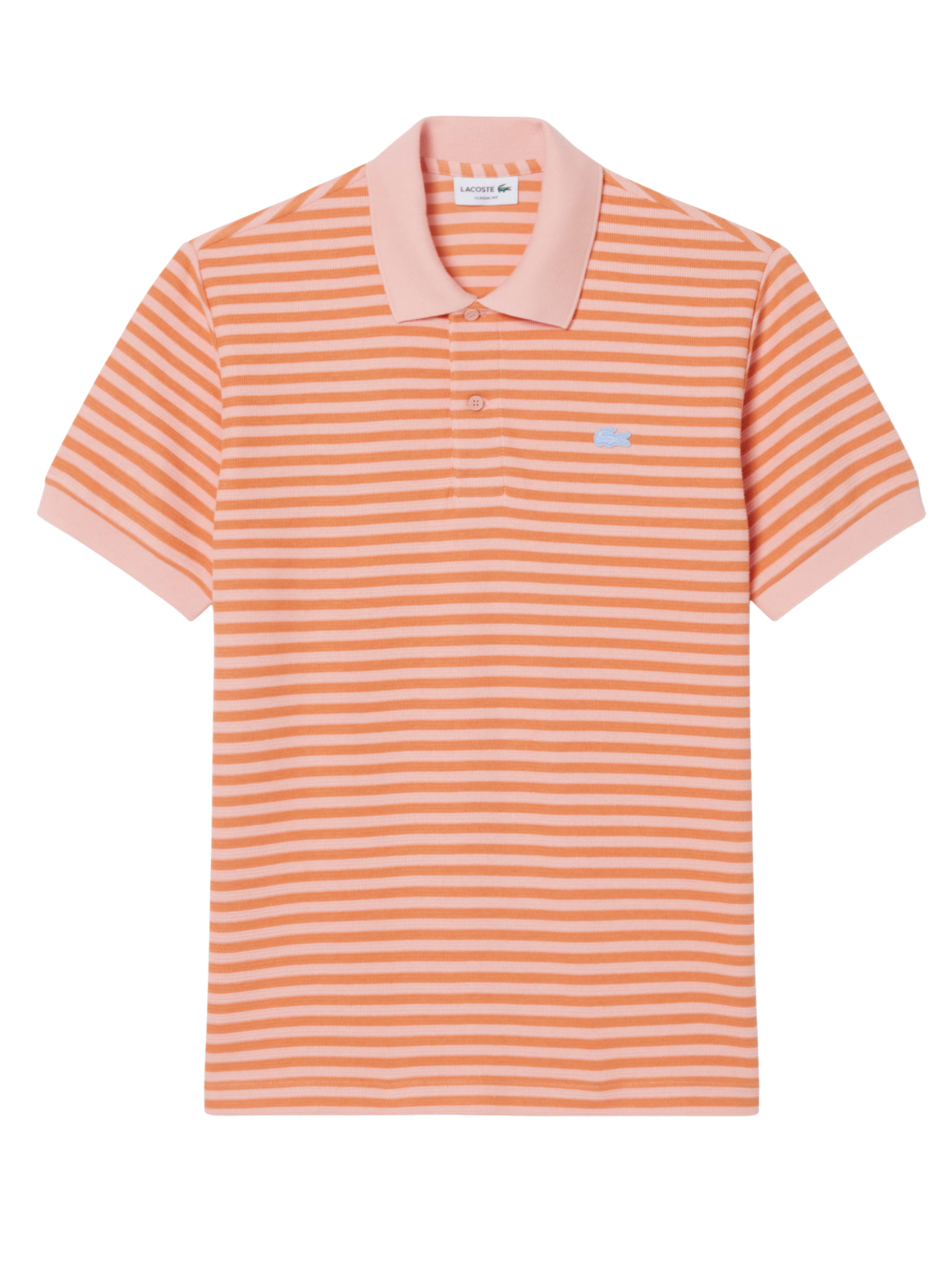 LACOSTE Classic Fit Textured Striped Polo Shirt Rose/Orange