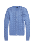 RALPH LAUREN WOMEN Cable-Knit Cotton Crewneck Cardigan New Litchfield Blue