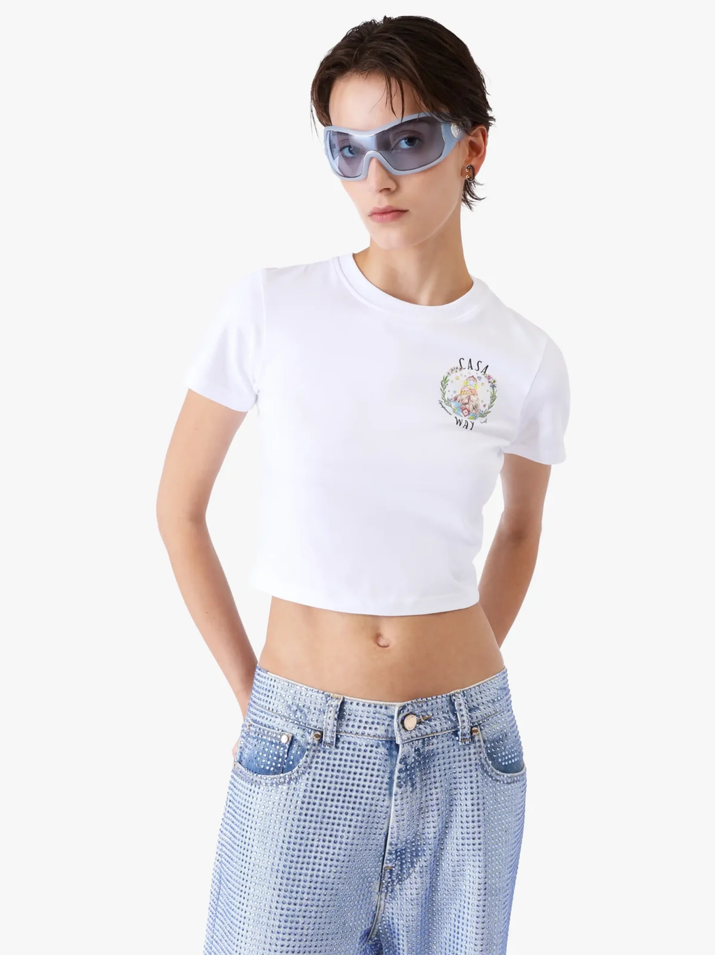 CASABLANCA WOMEN Casa Way Baby Short Sleeve T‑Shirt White