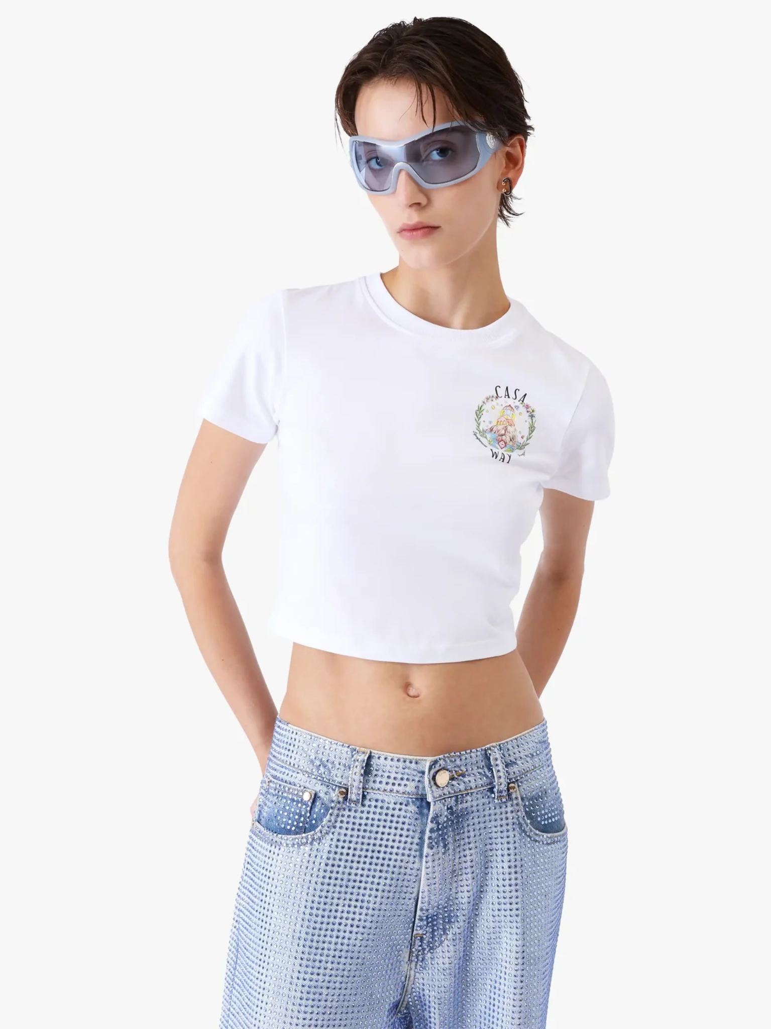 CASABLANCA WOMEN Casa Way Baby Short Sleeve T‑Shirt White