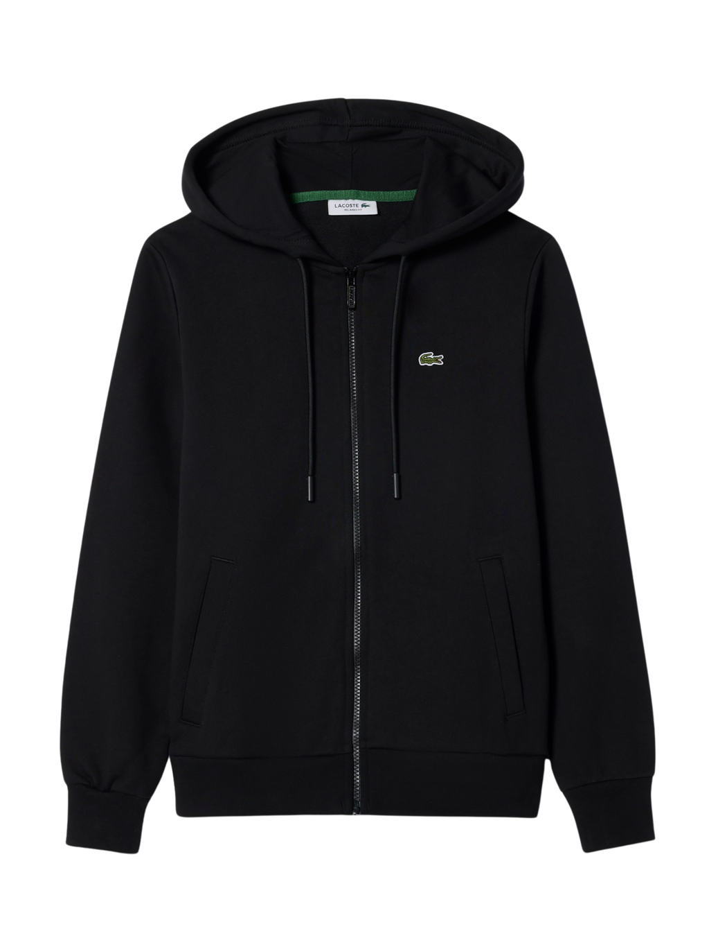 LACOSTE WOMEN Zipped Fleece Hoodie Black