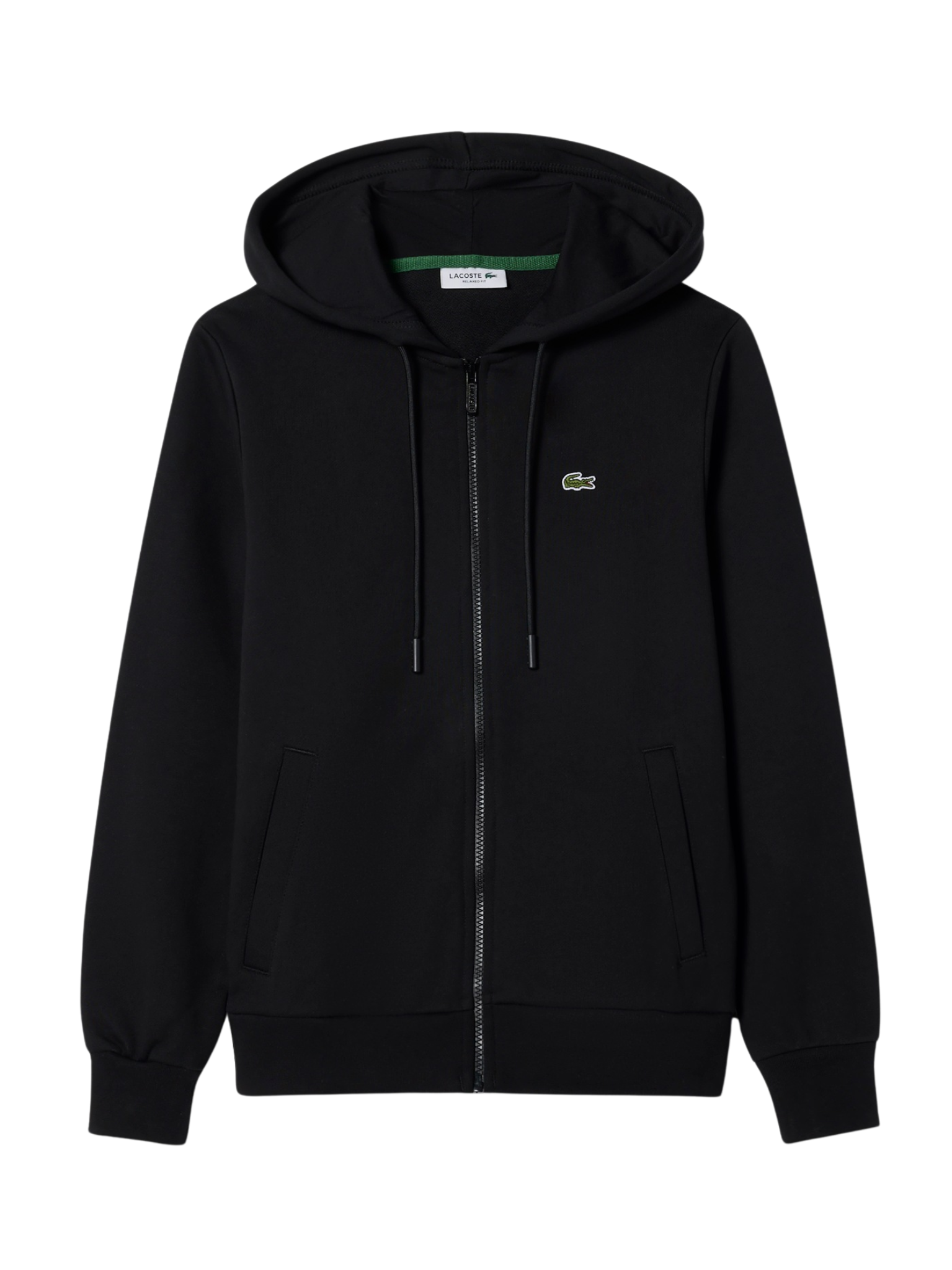 LACOSTE WOMEN Zipped Fleece Hoodie Black