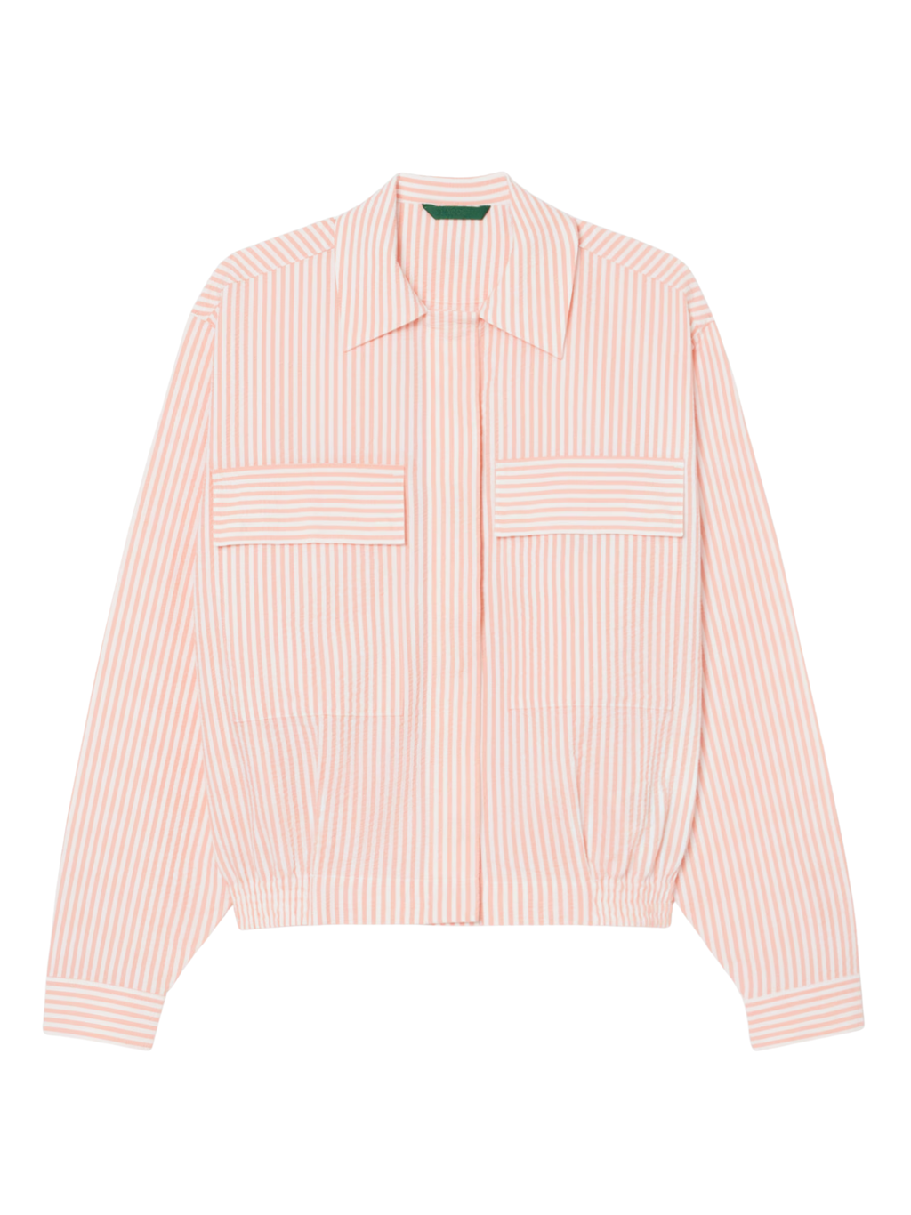 LACOSTE WOMEN Striped Seersucker Jacket Pink/White