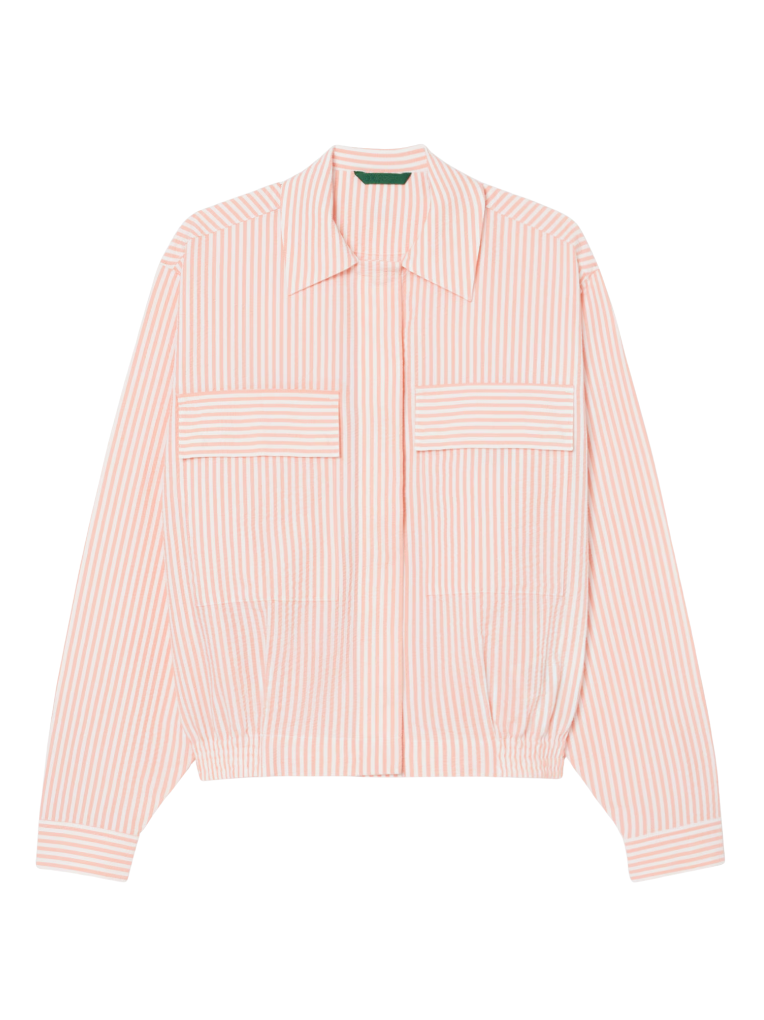 LACOSTE WOMEN Striped Seersucker Jacket Pink/White