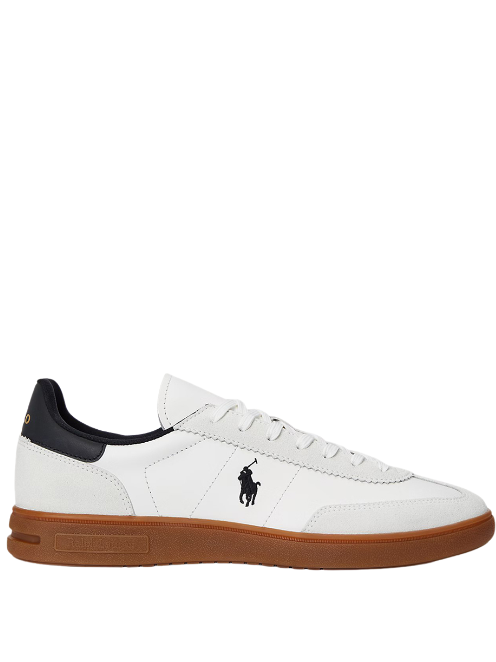 RALPH LAUREN Bedford Leather-Suede Sneakers White/Black