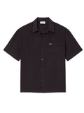 LACOSTE Relaxed Fit Linen Shirt Brown
