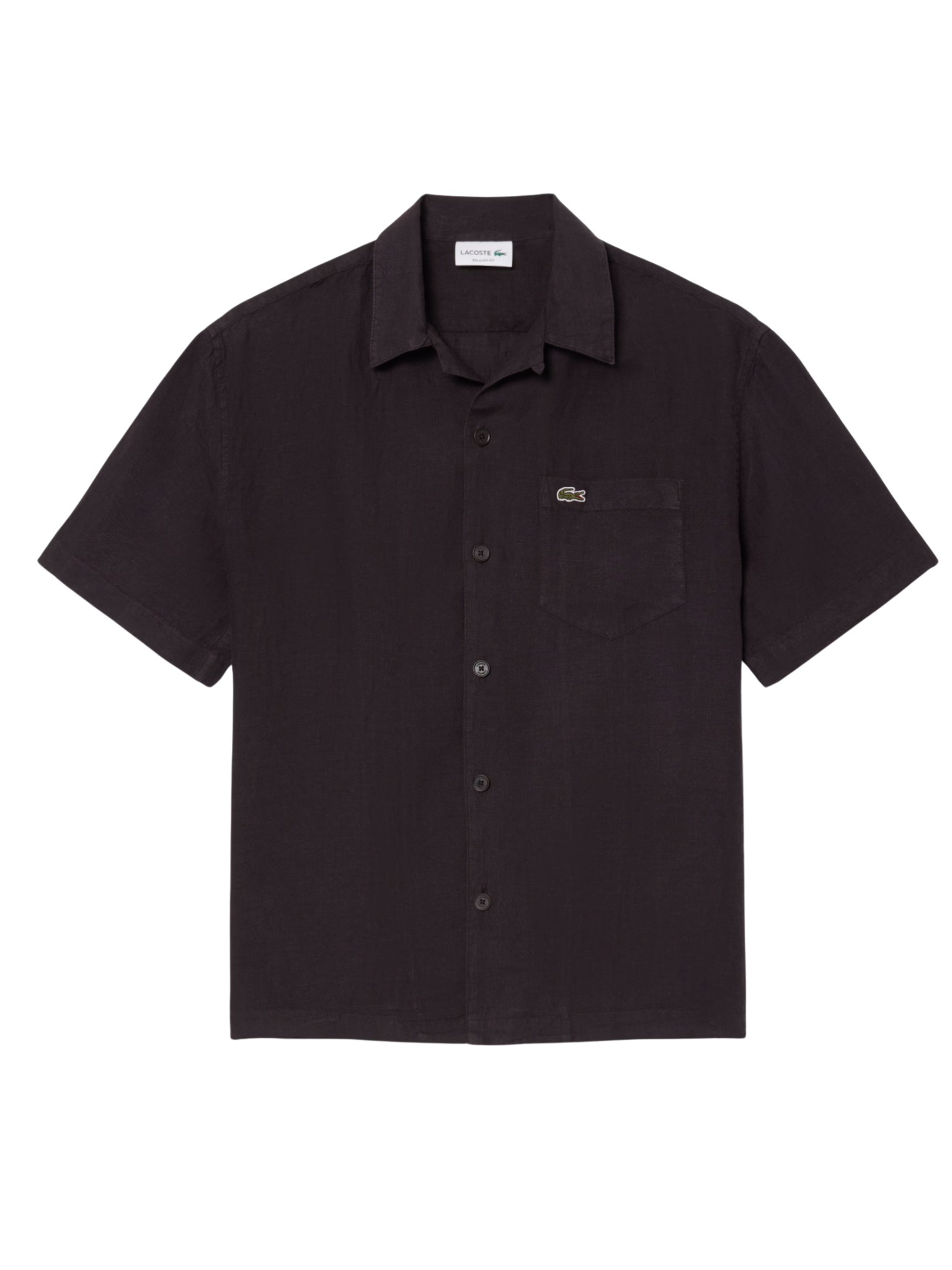 LACOSTE Relaxed Fit Linen Shirt Brown