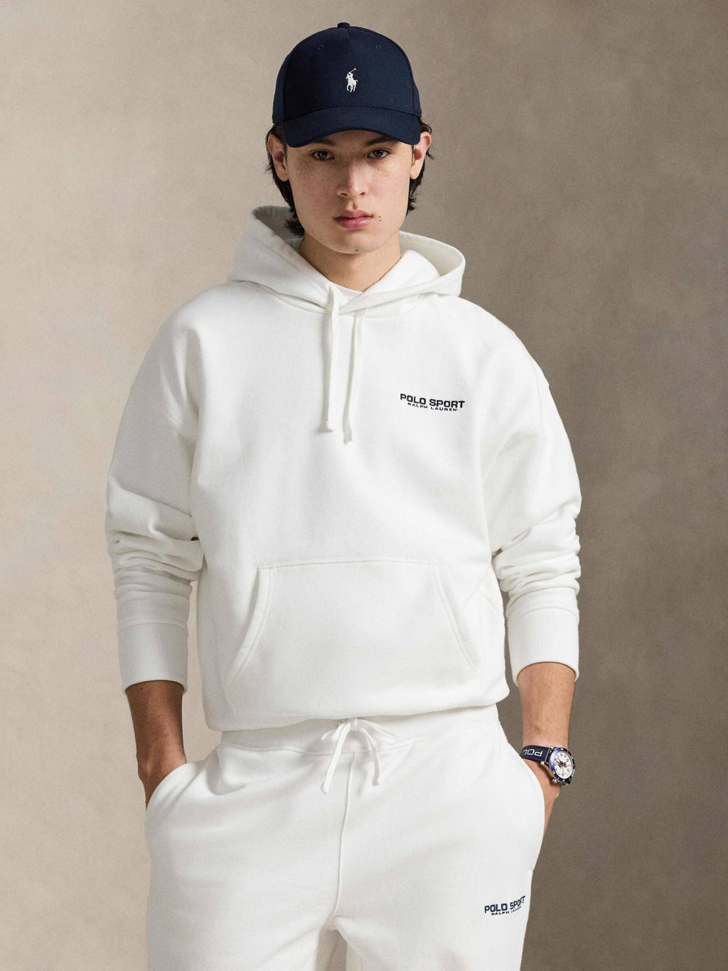 RALPH LAUREN Relaxed Fit Polo Sport Fleece Hoodie White