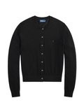 RALPH LAUREN WOMEN Wool Crewneck Cardigan Polo Black