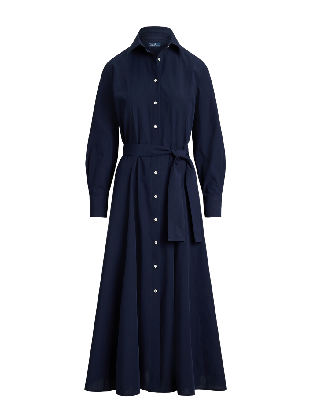 RALPH LAUREN WOMEN Cotton Canvas Tie-Waist Shirt Dress Hunter Navy