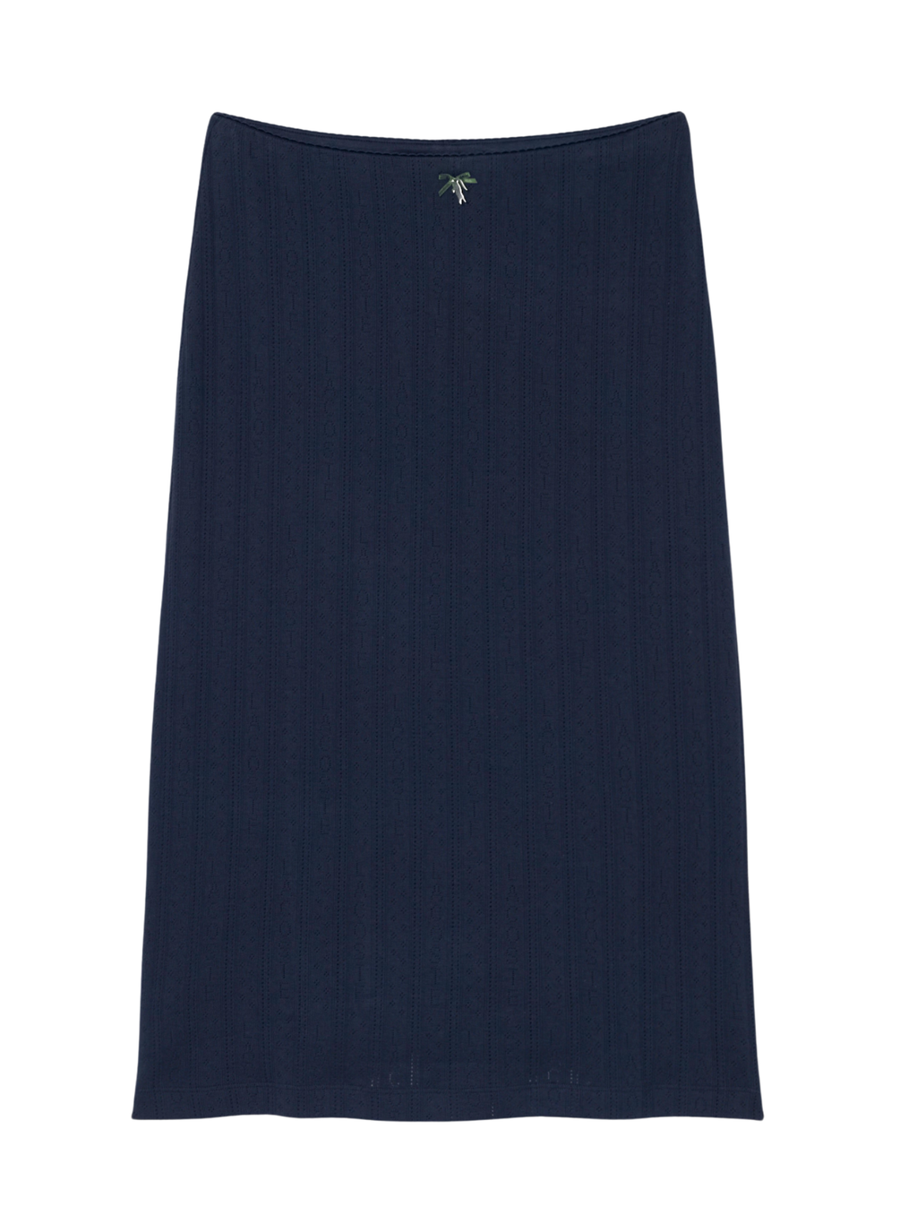 LACOSTE WOMEN Pointelle Knit Cotton Midi Skirt Midnight Blue