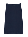 LACOSTE WOMEN Pointelle Knit Cotton Midi Skirt Midnight Blue