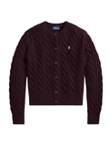 RALPH LAUREN WOMEN Cable-knit Wool Cashmere Cardigan Damson Melange
