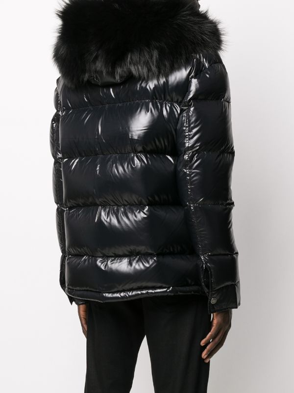 BALMAIN Fur Collar Down Coat Black