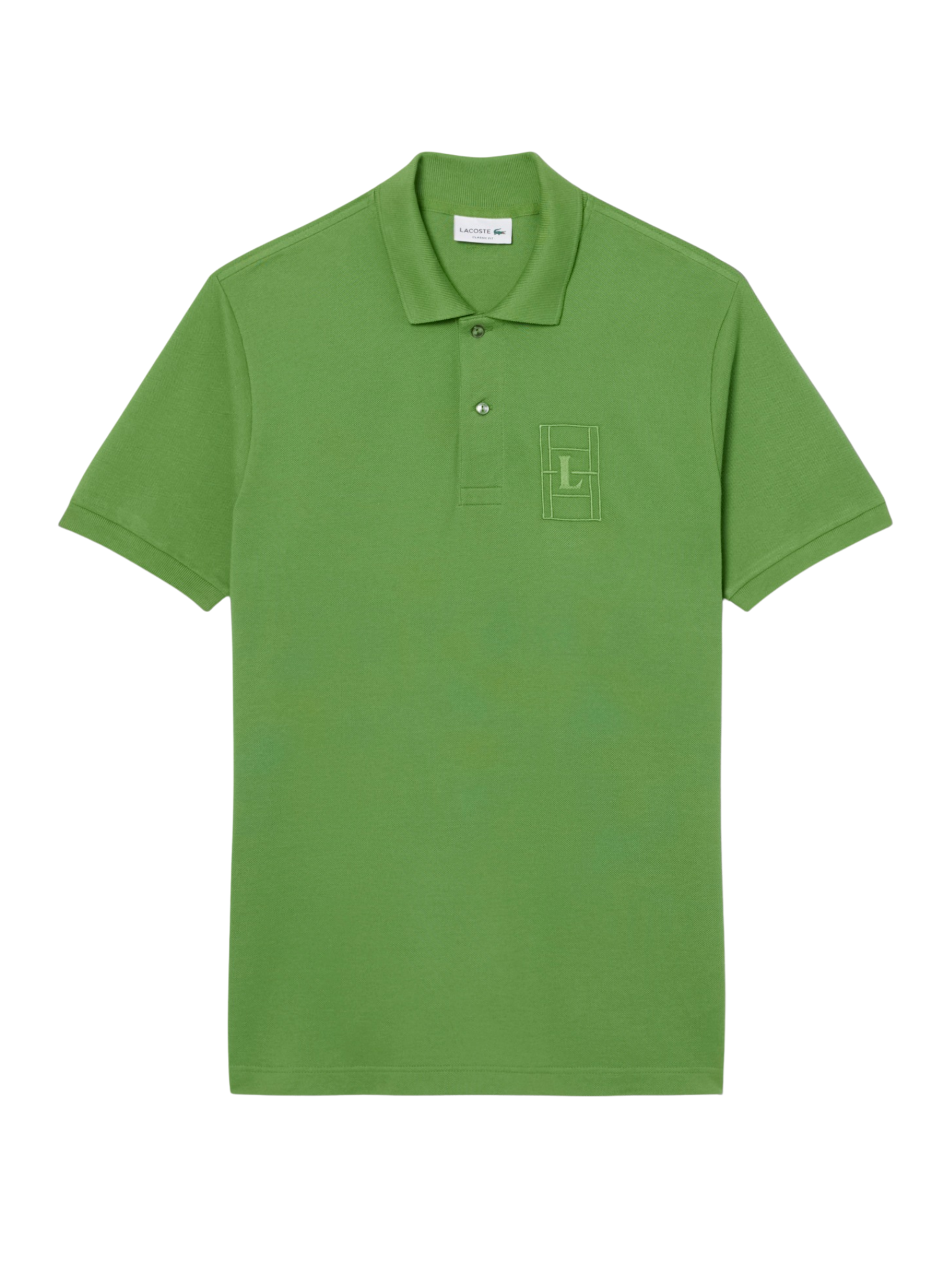 LACOSTE Classic Fit Embroidery Detail Petit Piqué Polo Shirt Lime Green