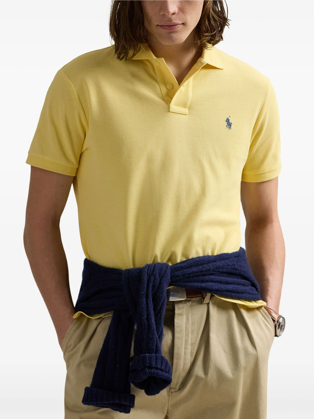 RALPH LAUREN The Iconic Custom Slim Fit Mesh Polo Wicket Yellow