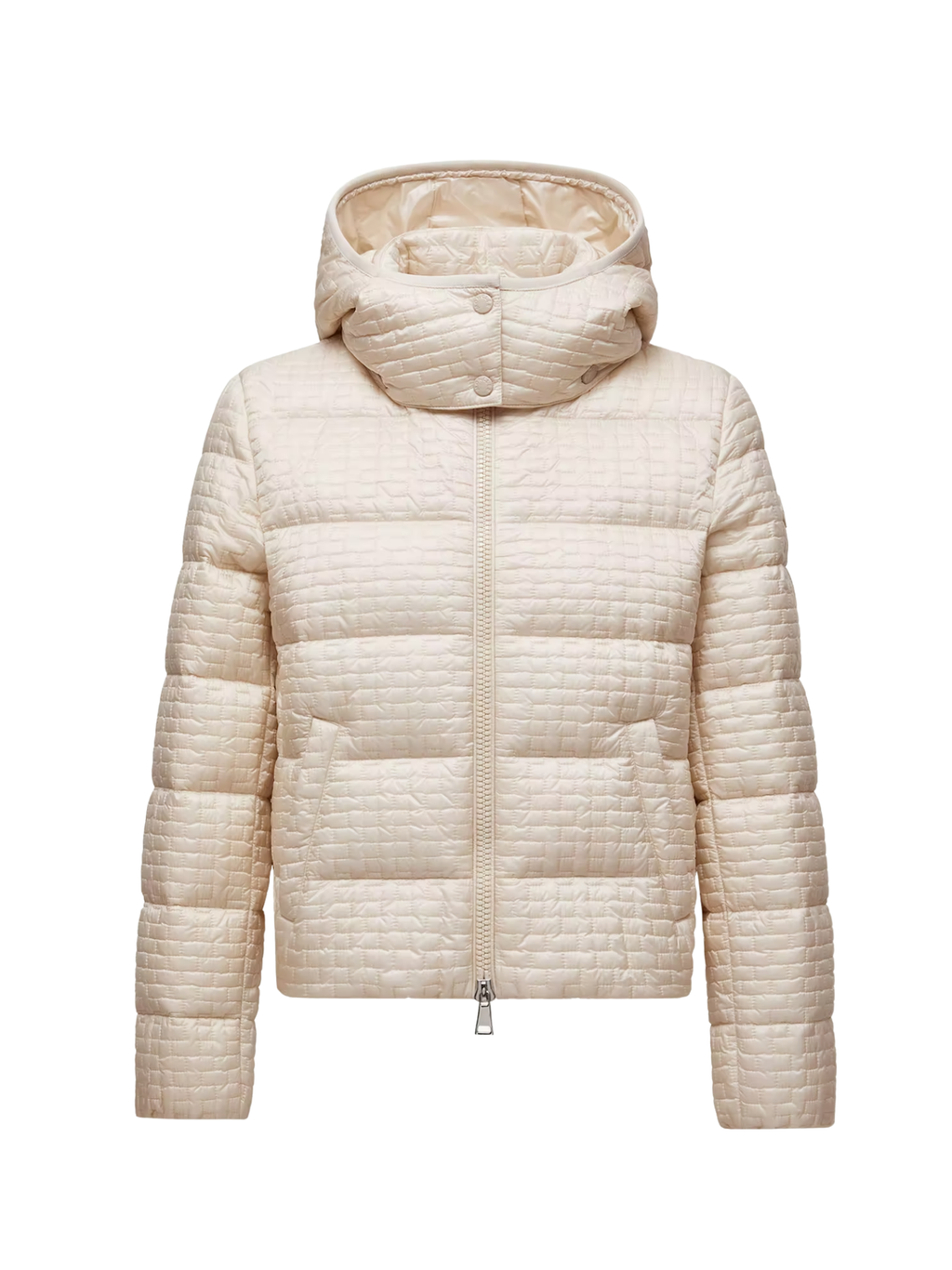 MONCLER WOMEN Gisors Geometric-Quilted Hooded Short Down Jacket Light Beige