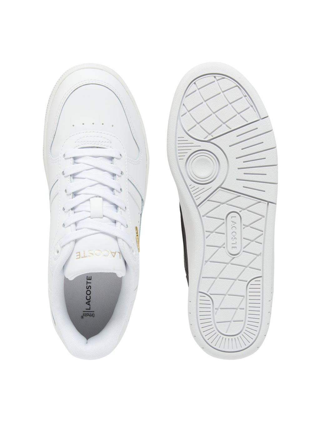 LACOSTE WOMEN T-Clip Set Leather Sneakers White/Gold