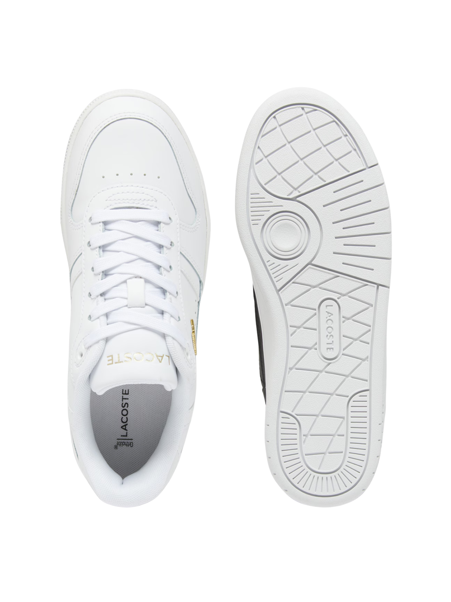 LACOSTE WOMEN T-Clip Set Leather Sneakers White/Gold