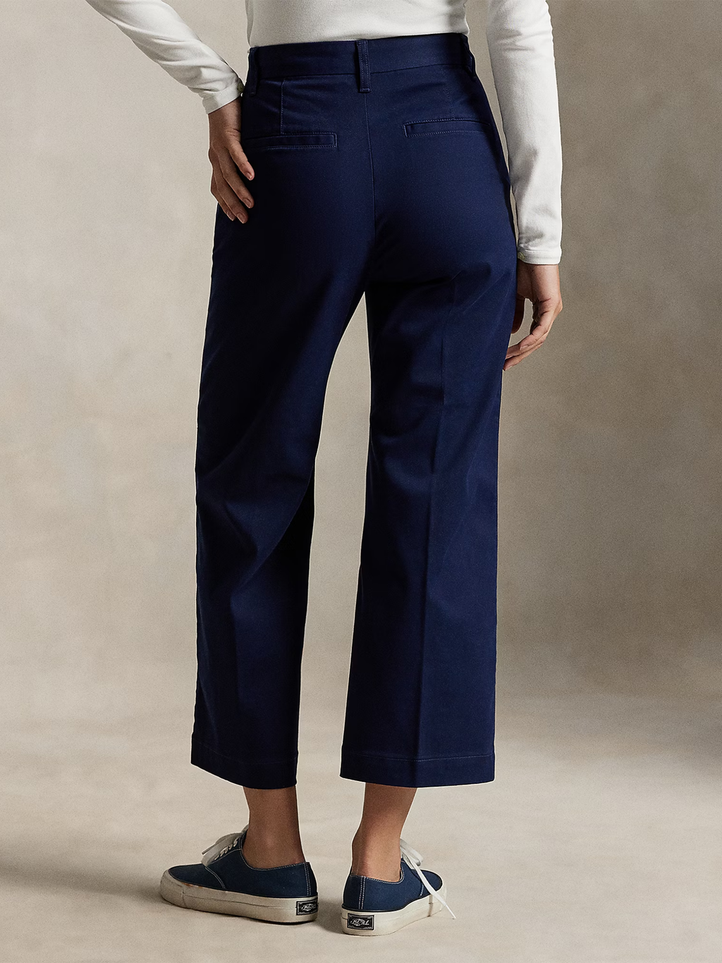 RALPH LAUREN WOMEN Chino Wide-Leg Trousers Newport Navy