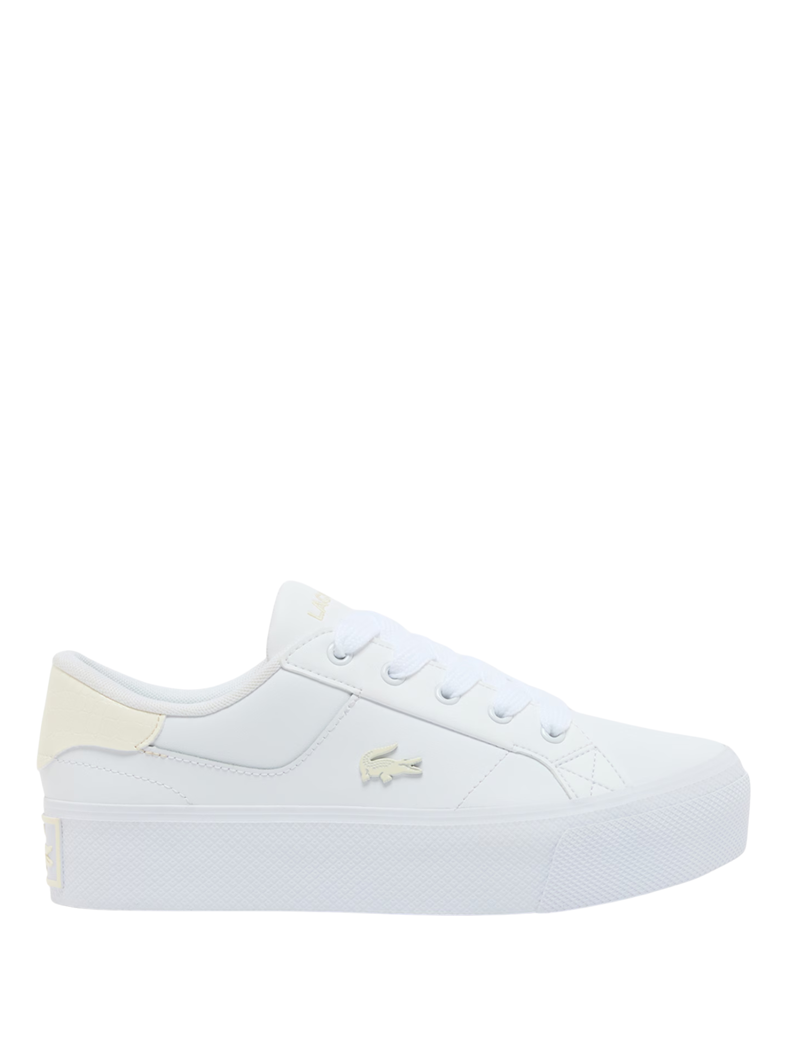 LACOSTE WOMEN Ziane Platform Leather Sneakers White/Off-White