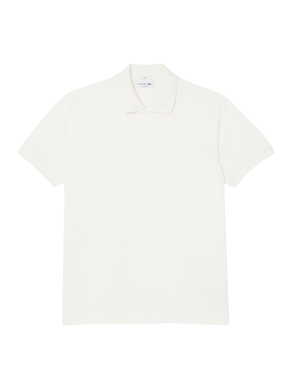 LACOSTE Classic Fit Embossed Branding Polo Shirt White