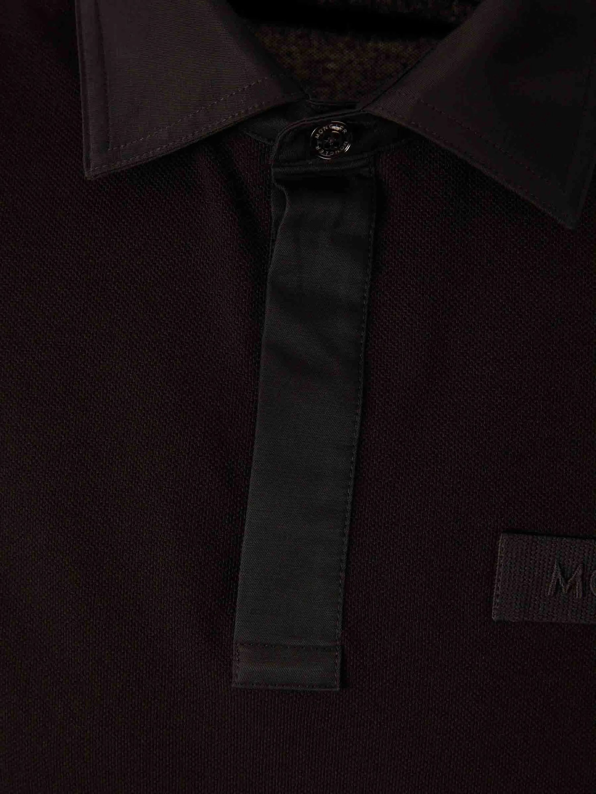 MONCLER Logo-stitched Short-sleeve Polo Shirt Black
