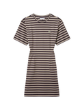 LACOSTE WOMEN Striped Cotton T-shirt Dress Marron/Beige