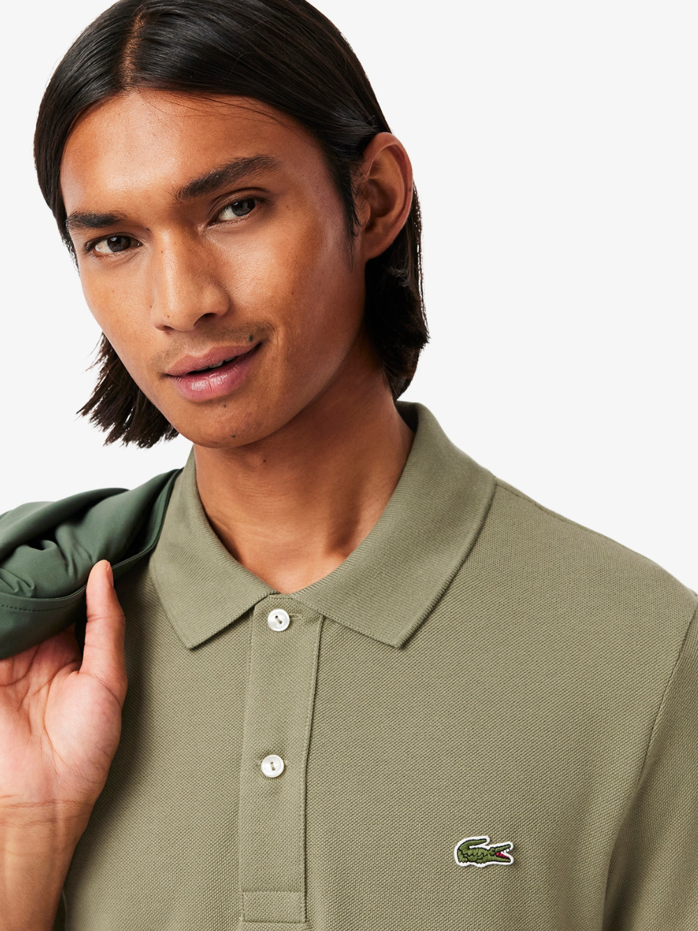 LACOSTE Slim Fit L.12.12 Piqué Polo Shirt Khaki Green
