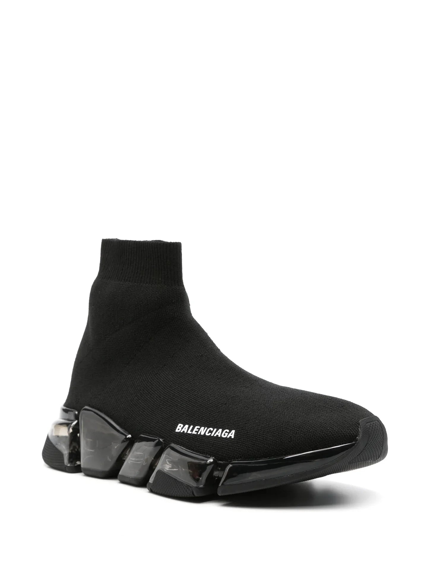 BALENCIAGA Speed 2.0 Full Clear Sole Recycled Knit Trainers Black