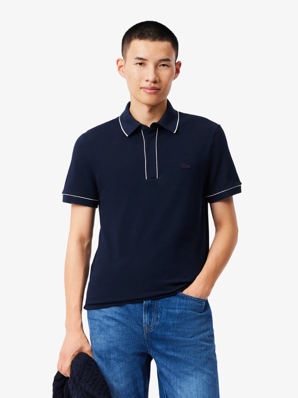 LACOSTE Regular Fit Paris Stretch Piqué Polo Shirt Midnight Blue