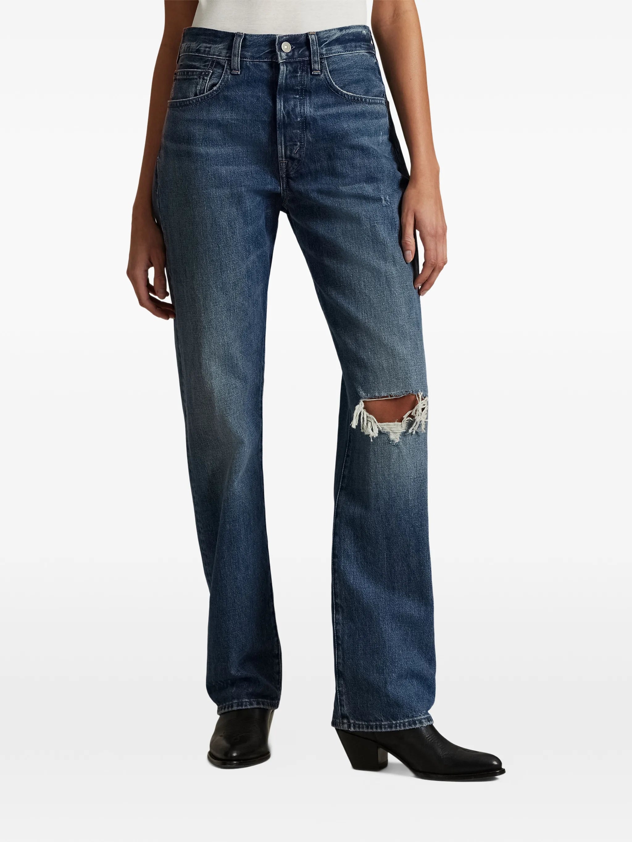 RALPH LAUREN WOMEN High-Rise Relaxed Straight Jeans Blue