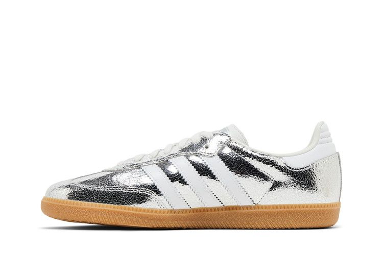 adidas Samba OG Silver Metallic Cracked Leather (Women's)