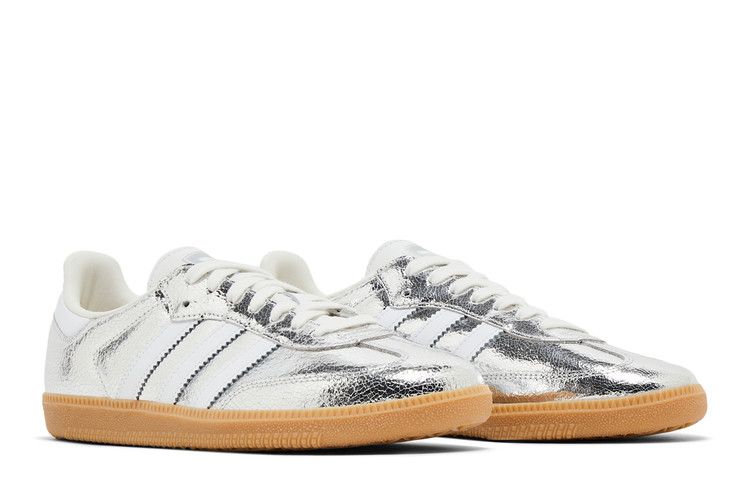 adidas Samba OG Silver Metallic Cracked Leather (Women's)