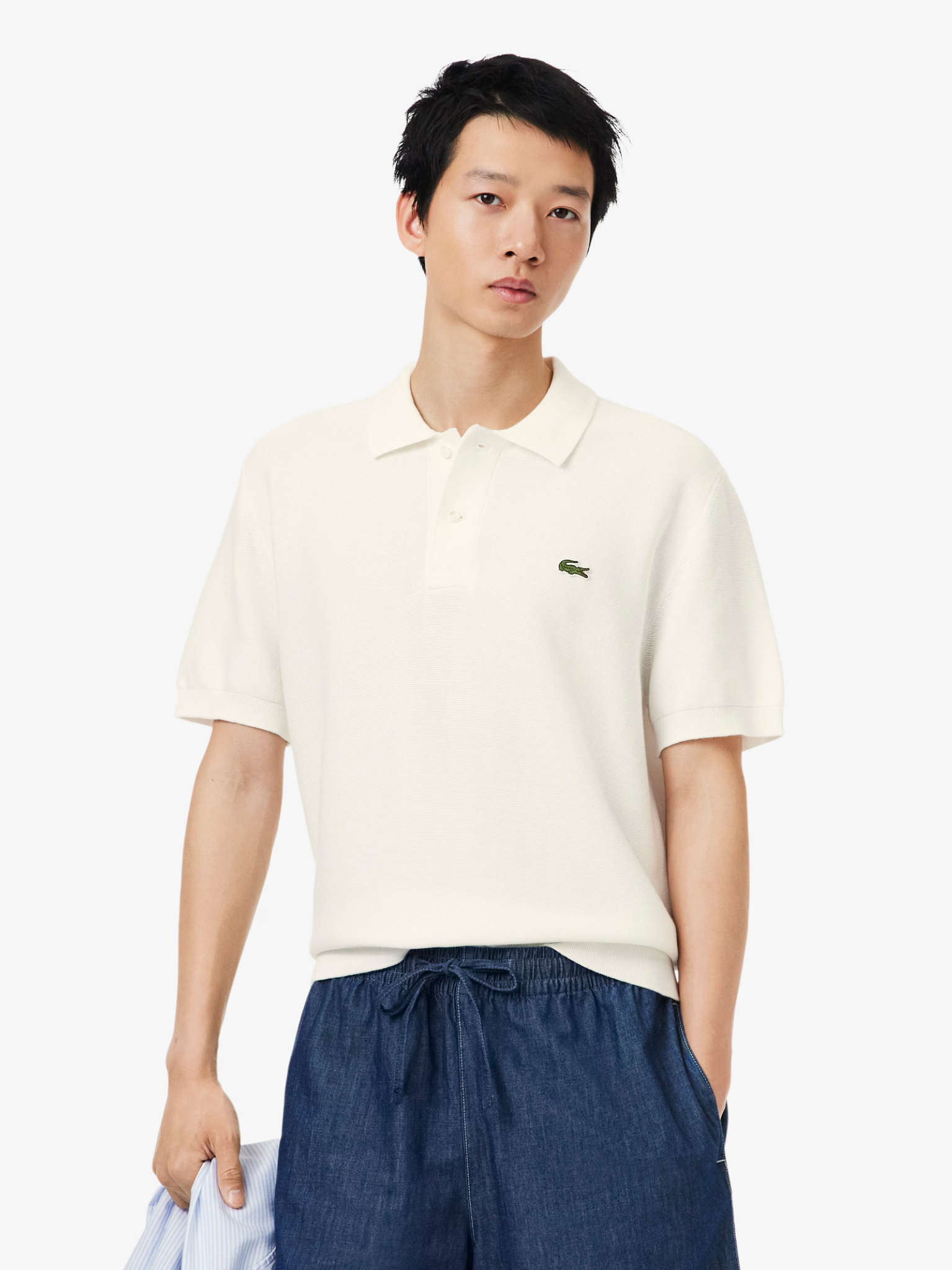 LACOSTE Classic Fit Knitted Polo Shirt White
