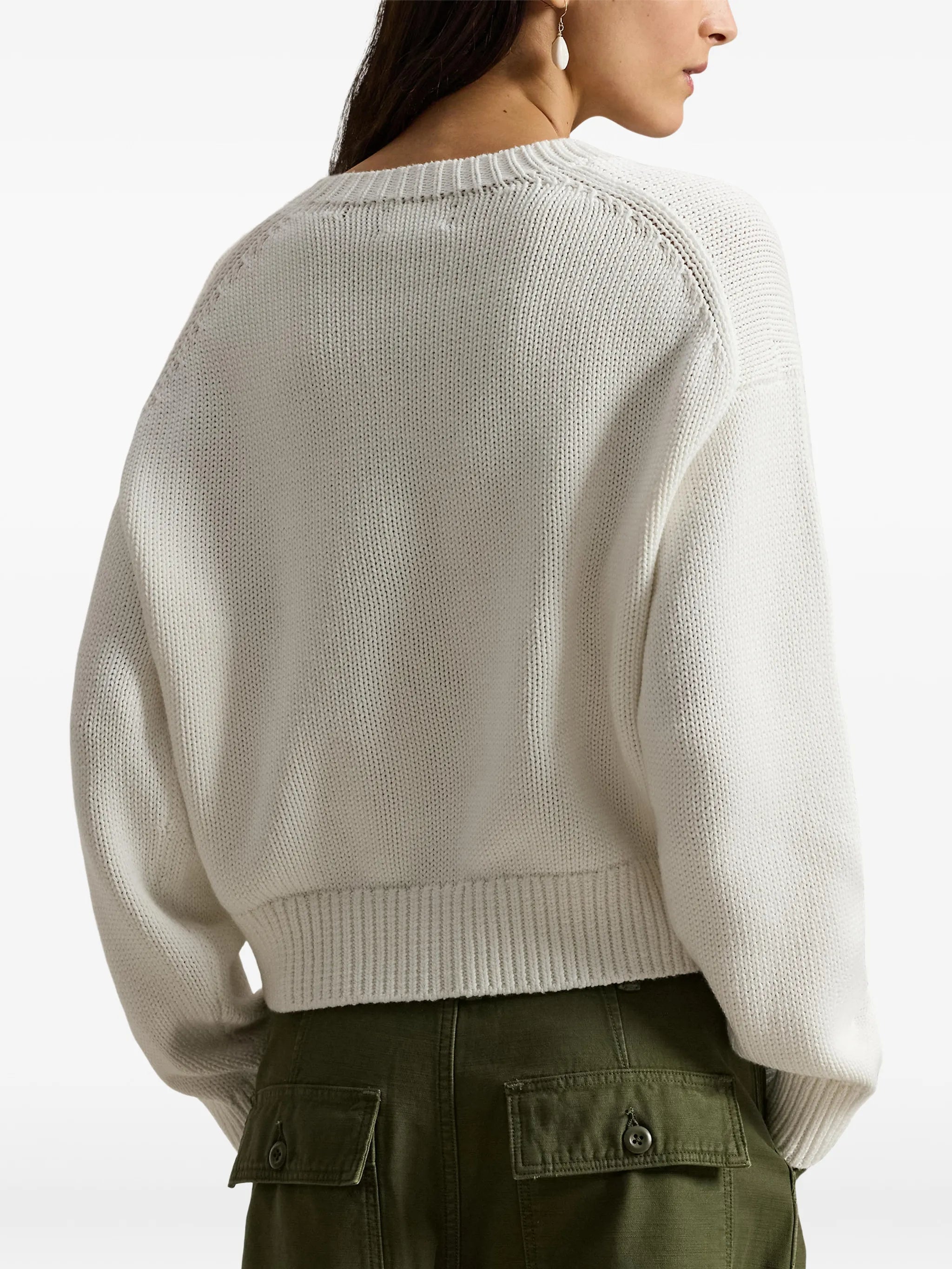 RALPH LAUREN WOMEN Big Pony Cotton Crewneck Jumper White