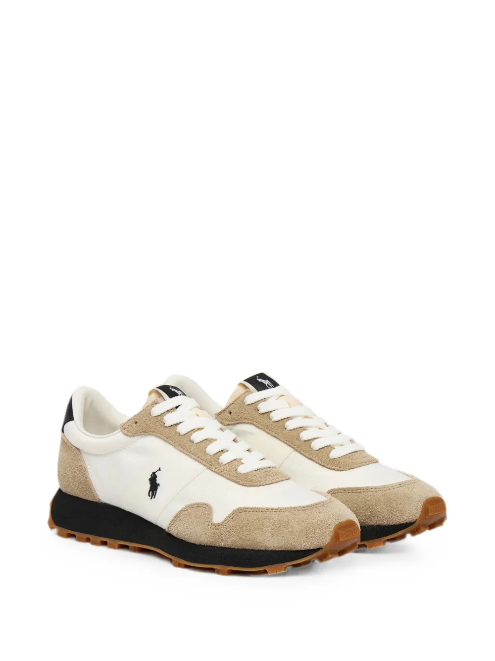 RALPH LAUREN Trail 125 Suede-Mesh Sneakers Monument Tan/Deckwash White