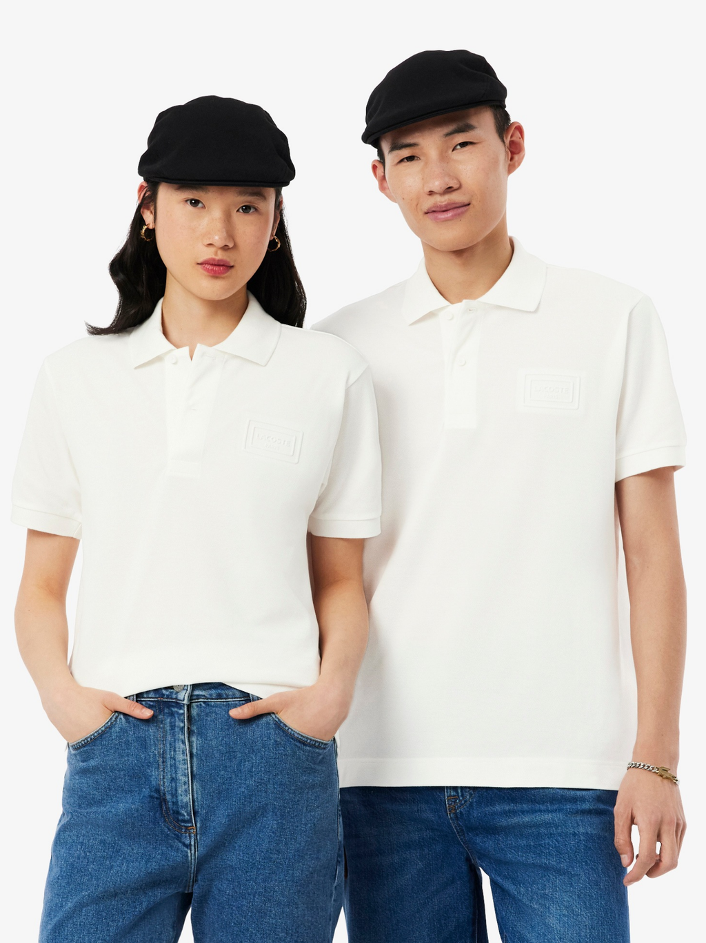 LACOSTE Classic Fit Embossed Branding Polo Shirt White