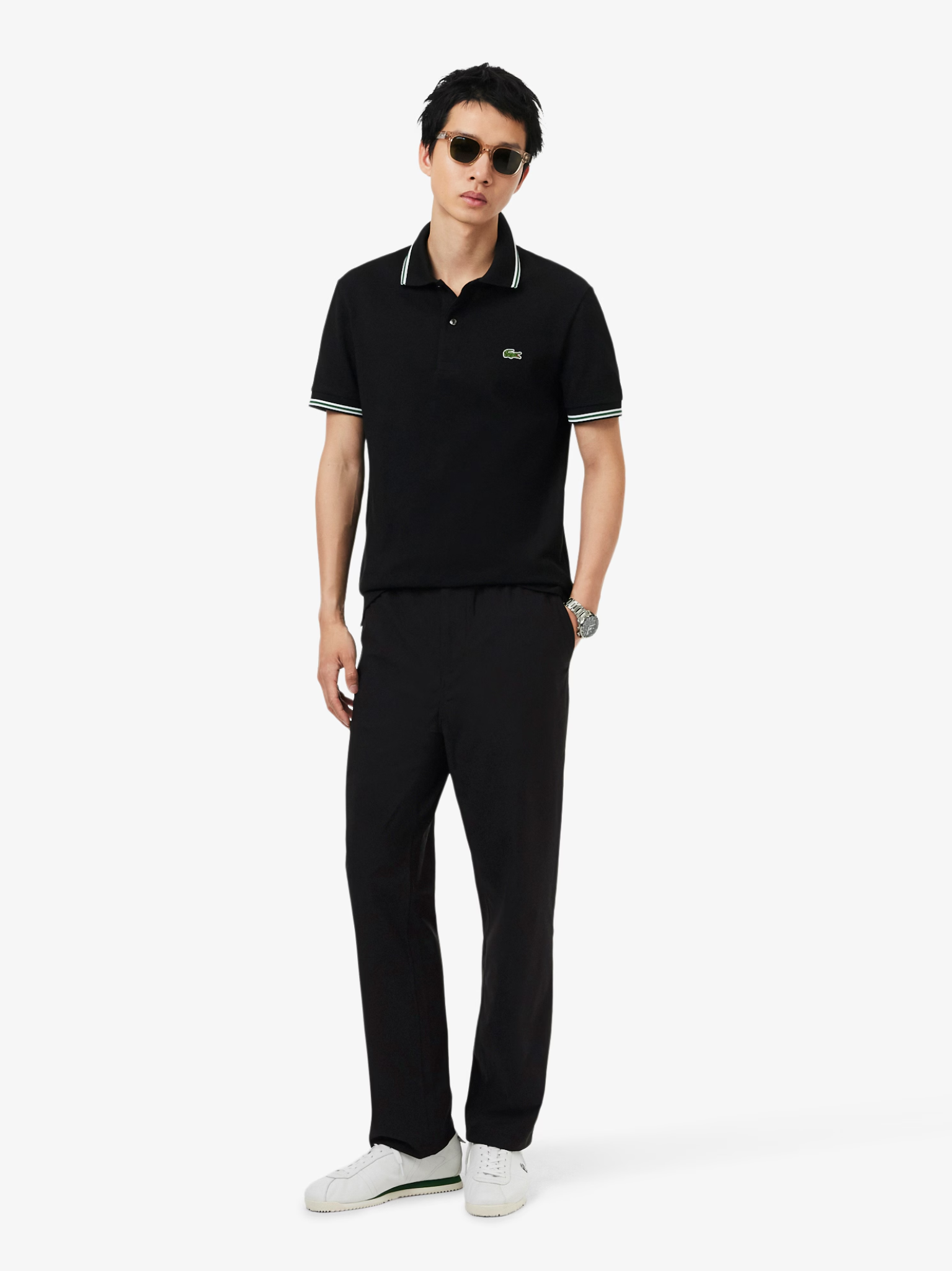LACOSTE Regular Fit Stretch Commuter Chino Pants Black